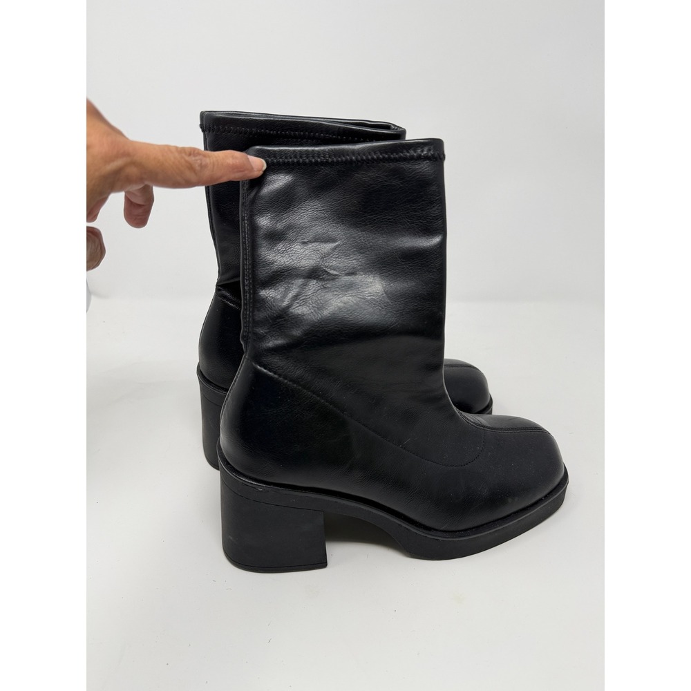 Madden Girl G-Ryke Boots Womens 8 Black Excellent Chunky Platform Square Toe